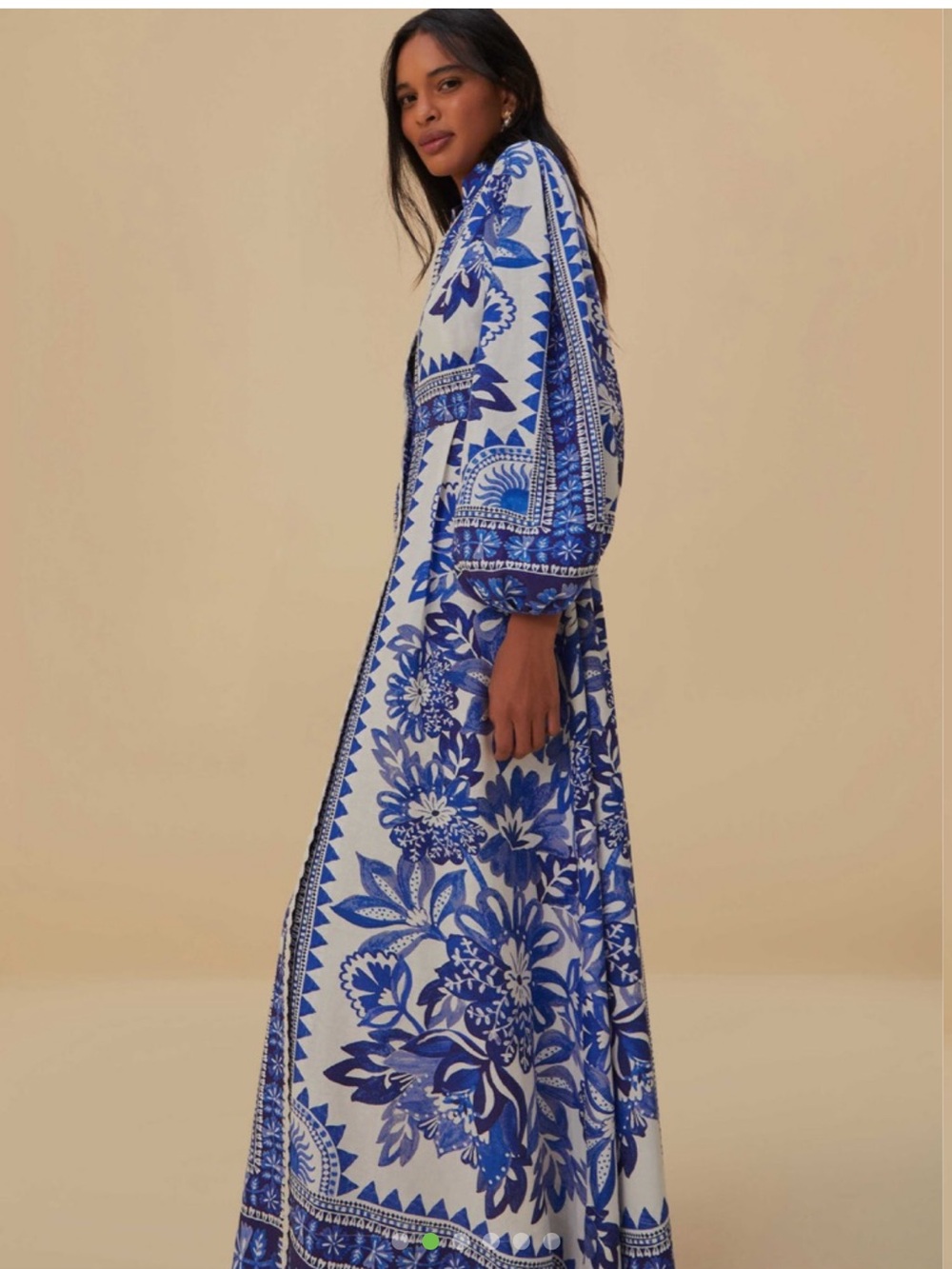 FARM Rio Blue and White Floral Button-Front Maxi Dress - Picture 3 of 6